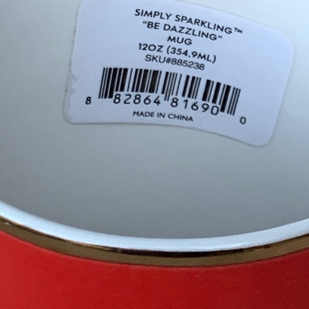 KATE SPADE NEW YORK BE DAZZLING MUG CUP LENOX RED STRIPE NEW - Picture 6 of 7